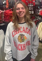 47 Chicago Blackhawks Womens Grey Cropped Kennedy Crew Sweatshirt