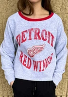 47 Detroit Red Wings Womens Grey Cropped Kennedy Crew Sweatshirt