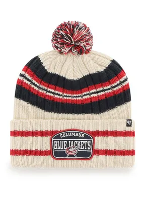 47 Columbus Blue Jackets Ivory Hone Patch Mens Knit Hat