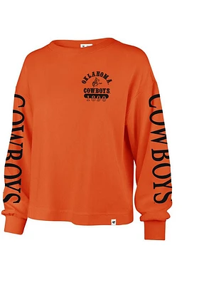 47 Oklahoma State Cowboys Womens Orange Marlow Bell Crop LS Tee
