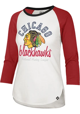47 Chicago Blackhawks Womens White Raglan LS Tee