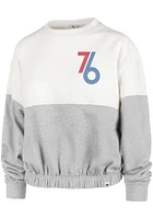 47 Philadelphia 76ers Womens White Take Two Design Crew Sweatshirt