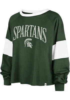 47 Michigan State Spartans Womens Green Upside Rhea LS Tee
