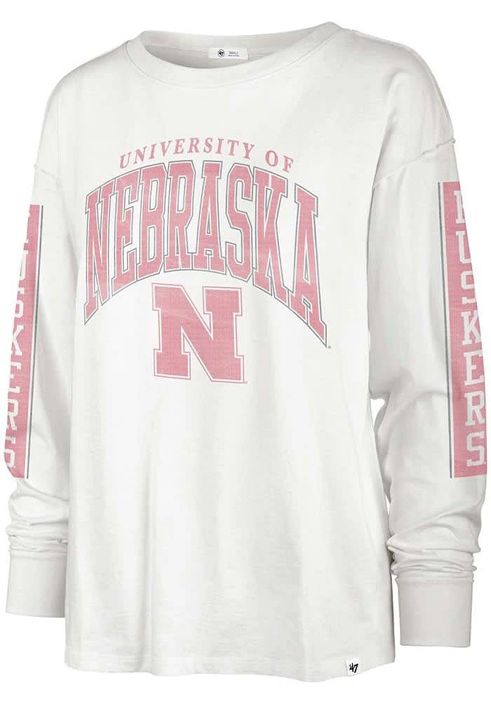 47 Nebraska Cornhuskers Womens White Statement Soa LS Tee