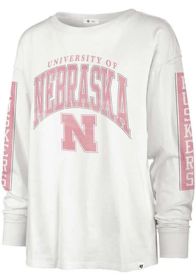 47 Nebraska Cornhuskers Womens White Statement Soa LS Tee