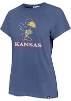 47 Kansas Jayhawks Womens Blue Fineline Short Sleeve T-Shirt