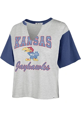 47 Kansas Jayhawks Womens Grey Vintage Sandy Daze Short Sleeve T-Shirt