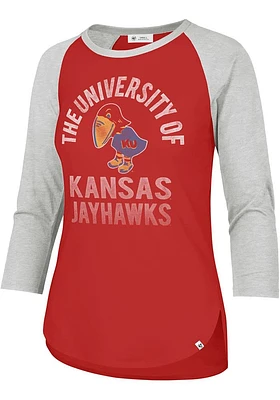 47 Kansas Jayhawks Womens Red University Fade LS Tee