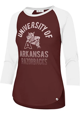 47 Arkansas Razorbacks Womens Red University Fade LS Tee