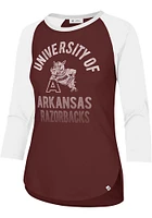 47 Arkansas Razorbacks Womens Red University Fade LS Tee