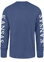 47 Kansas Jayhawks Blue Triple Down Franklin 1912 Long Sleeve Fashion T Shirt