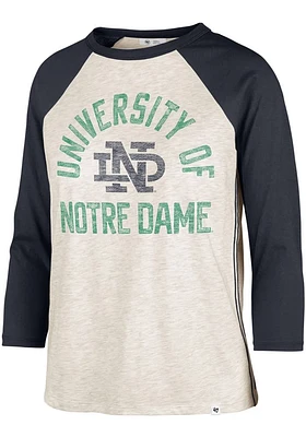 47 Notre Dame Fighting Irish Womens Oatmeal Retro Daze Ava Raglan LS Tee