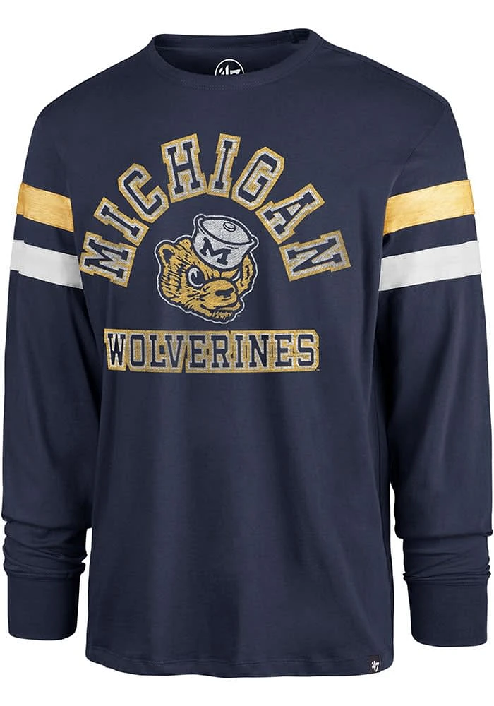47 Michigan Wolverines Blue Power Thru Irving Long Sleeve Fashion T Shirt