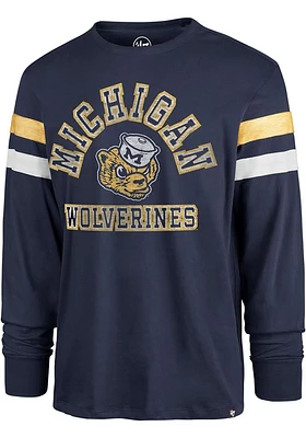 47 Michigan Wolverines Blue Power Thru Irving Long Sleeve Fashion T Shirt