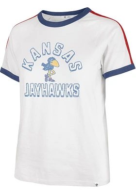 47 Kansas Jayhawks Womens White Sweet Heat Peyton Short Sleeve T-Shirt