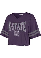 47 K-State Wildcats Womens Purple Fanfare Sporty Crop Short Sleeve T-Shirt