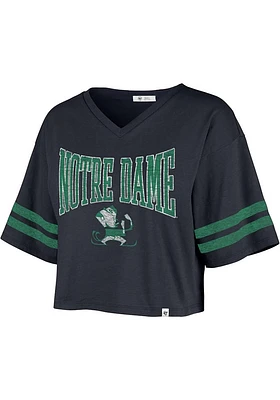 47 Notre Dame Fighting Irish Womens Navy Blue Fanfare Sporty Crop Short Sleeve T-Shirt