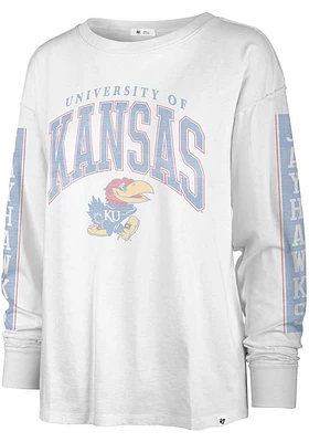 47 Kansas Jayhawks Womens White Statement Soa LS Tee