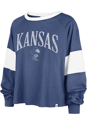 47 Kansas Jayhawks Womens Blue Upside Rhea LS Tee