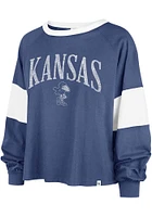 47 Kansas Jayhawks Womens Blue Upside Rhea LS Tee