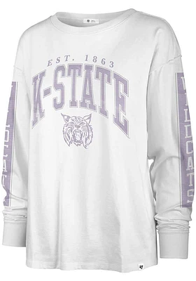 47 K-State Wildcats Womens White Statement Soa LS Tee