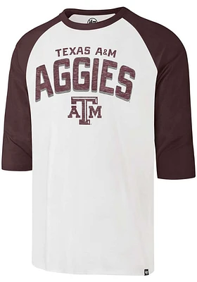 47 Texas A&M Aggies White Crescent Franklin Raglan Long Sleeve Fashion T Shirt