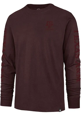 47 Texas A&M Aggies Maroon Triple Down Franklin Long Sleeve Fashion T Shirt