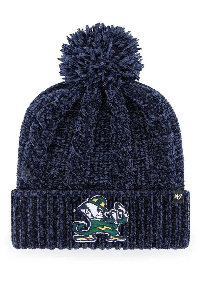 47 Notre Dame Fighting Irish Navy Blue Harlow Cuff Pom Womens Knit Hat