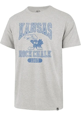 47 Kansas Jayhawks Grey Vintage Line Press Franklin Short Sleeve Fashion T Shirt