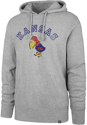 47 Kansas Jayhawks Mens Grey Headline Fleece Long Sleeve Hoodie