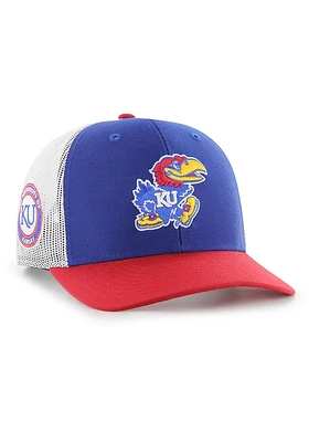 47 Kansas Jayhawks Side Note Trucker Adjustable Hat - Blue