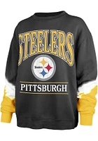 47 Pittsburgh Steelers Womens Black Tubular Crew Sweatshirt