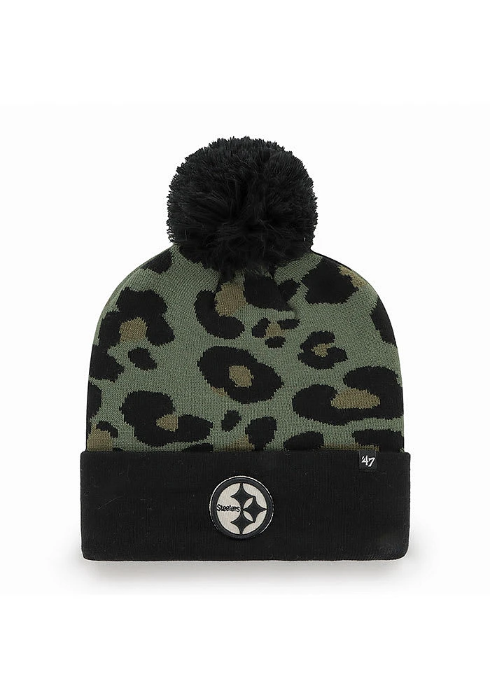 47 Pittsburgh Steelers Black Bagheera Cuff Pom Womens Knit Hat