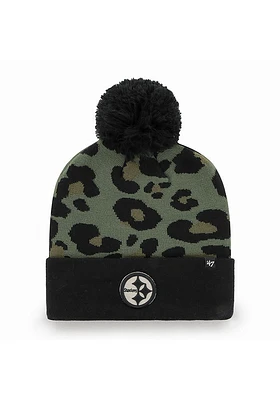 47 Pittsburgh Steelers Black Bagheera Cuff Pom Womens Knit Hat