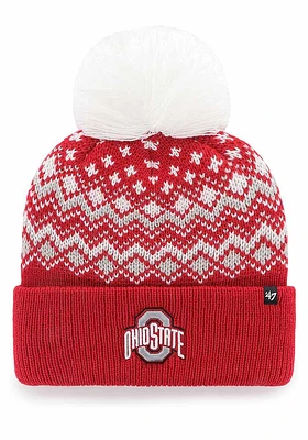 47 Ohio State Buckeyes Red Elsa Cuff Knit Womens Knit Hat