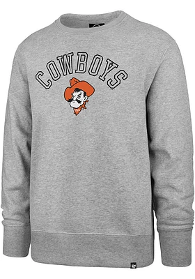 47 Oklahoma State Cowboys Mens Grey Campus Life Headline Long Sleeve Fashion Sweatshirt