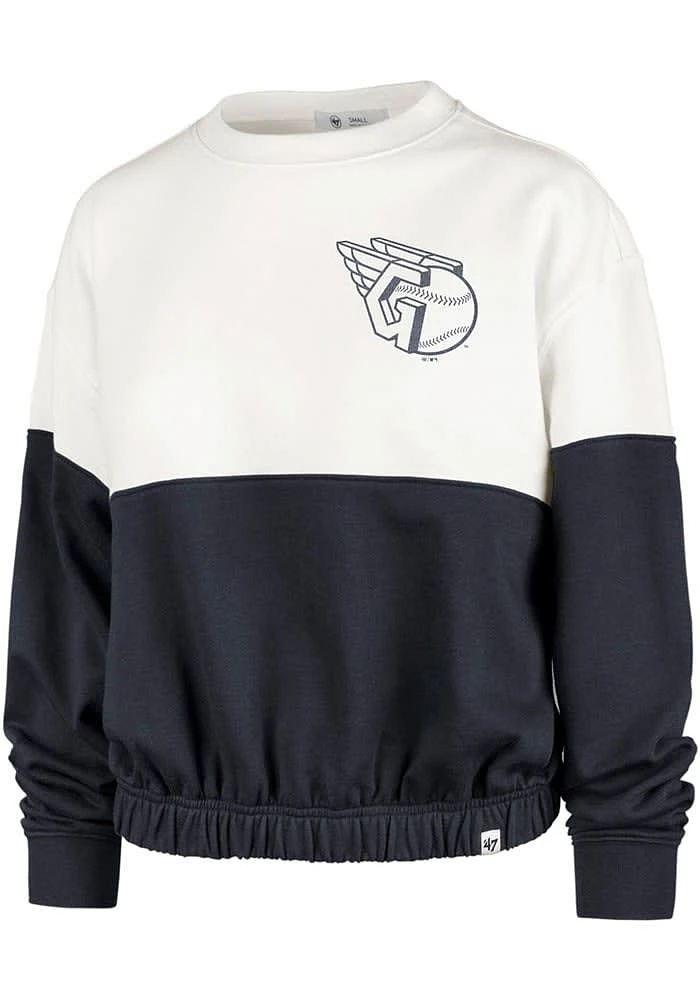 47 Cleveland Guardians Womens White Bonita Crew Sweatshirt