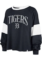 47 Detroit Tigers Womens Navy Blue Upside LS Tee