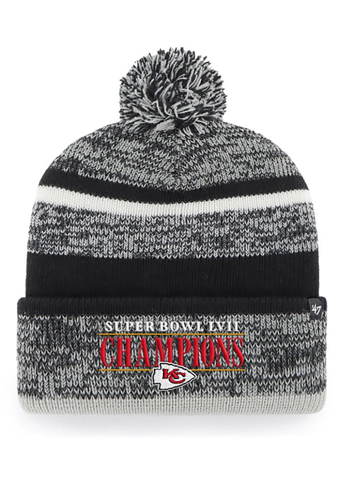 47 Kansas City Chiefs Black 2022 Super Bowl LVII Champs Northward Cuff Mens Knit Hat