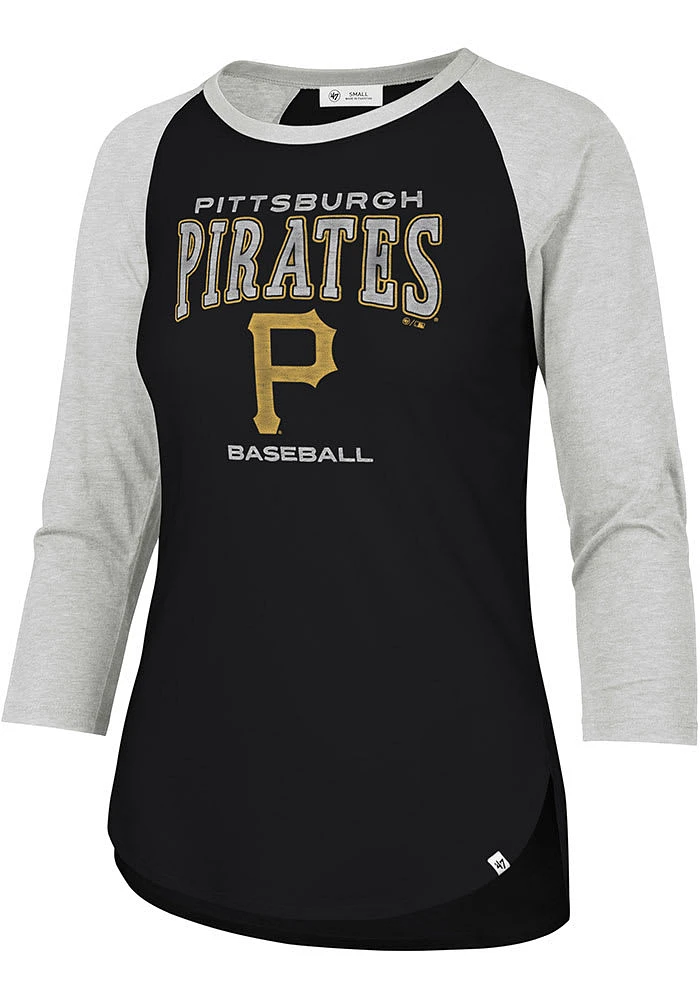 47 Pittsburgh Pirates Womens Black Heatwave Frankie LS Tee