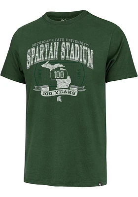 47 Michigan State Spartans Green 100th Stadium Shape Short Sleeve Fashion T Shirt
