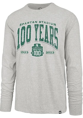47 Michigan State Spartans Grey 100th Stadium Anniversary Long Sleeve Fashion T Shirt