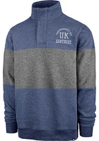 47 Kentucky Wildcats Mens Blue Edge Out Long Sleeve Qtr Zip Fashion Pullover