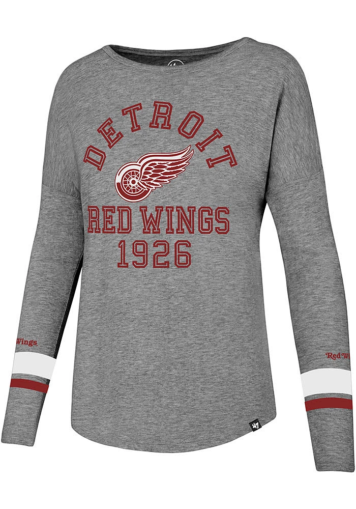 47 Detroit Red Wings Womens Grey Courtside LS Tee