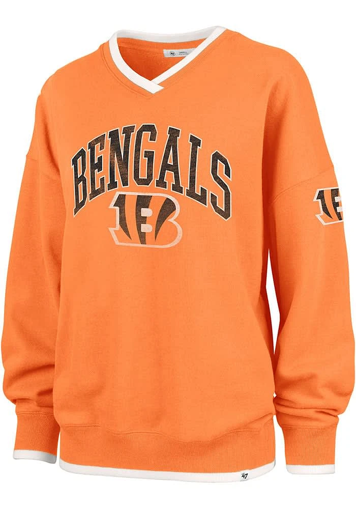 47 Cincinnati Bengals Womens Orange Clubhouse Daze Crew Sweatshirt