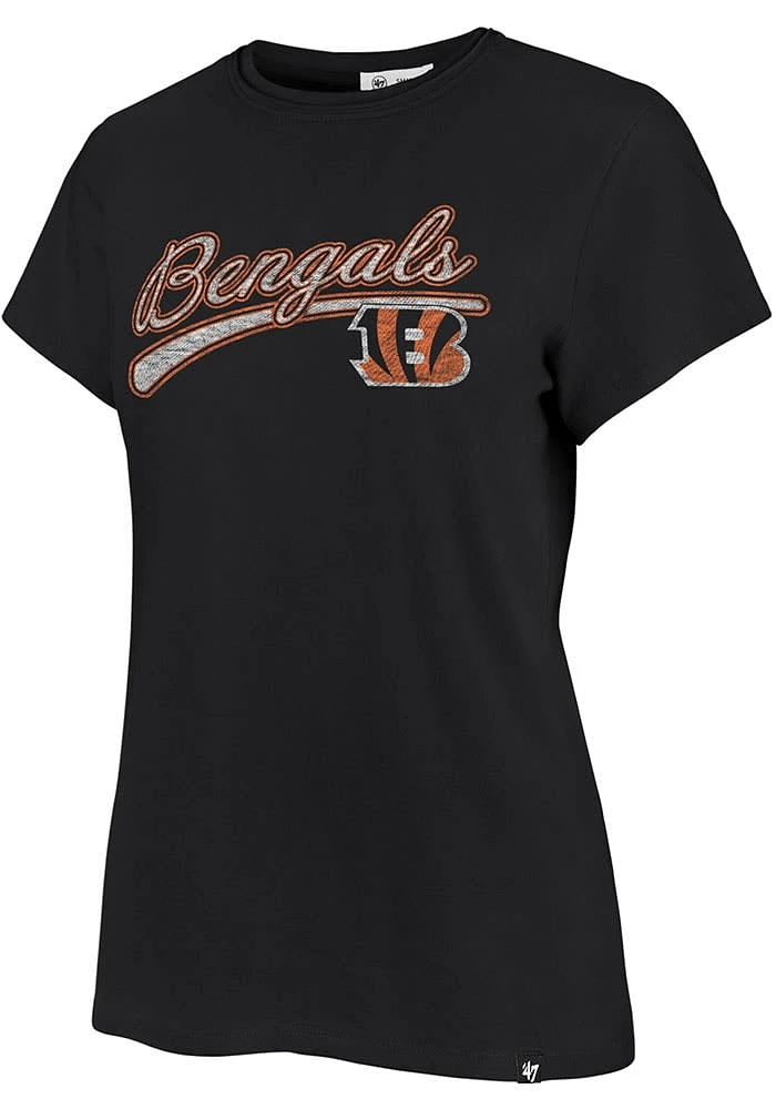 47 Cincinnati Bengals Womens Black Believer Frankie Short Sleeve T-Shirt