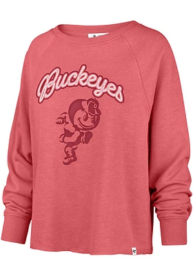 47 Ohio State Buckeyes Womens Red Luminance Kennedy Crew Sweatshirt