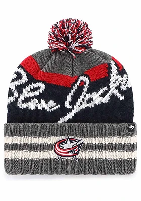 47 Columbus Blue Jackets Charcoal Hyperbolic Cuff Mens Knit Hat