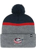 47 Columbus Blue Jackets Navy Blue Split Cuff Pom Mens Knit Hat