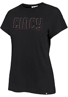 47 Cincinnati Reds Womens Black Script City Connect Short Sleeve T-Shirt